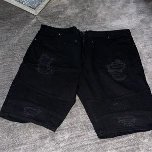 Veno Mens Black Biker Big & Tall Jean Shorts Size 54